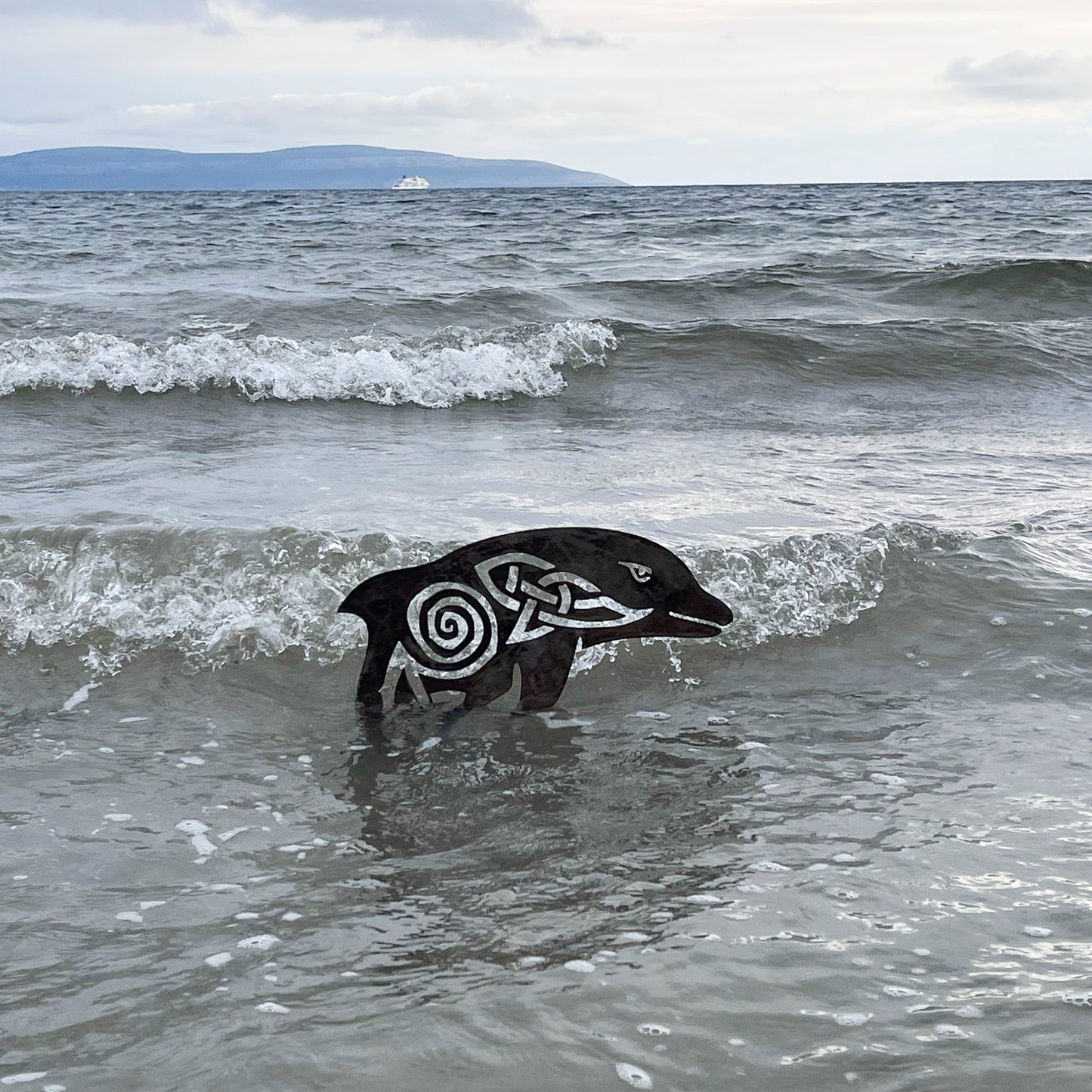 Native Irish Dolphin metal sculpture
