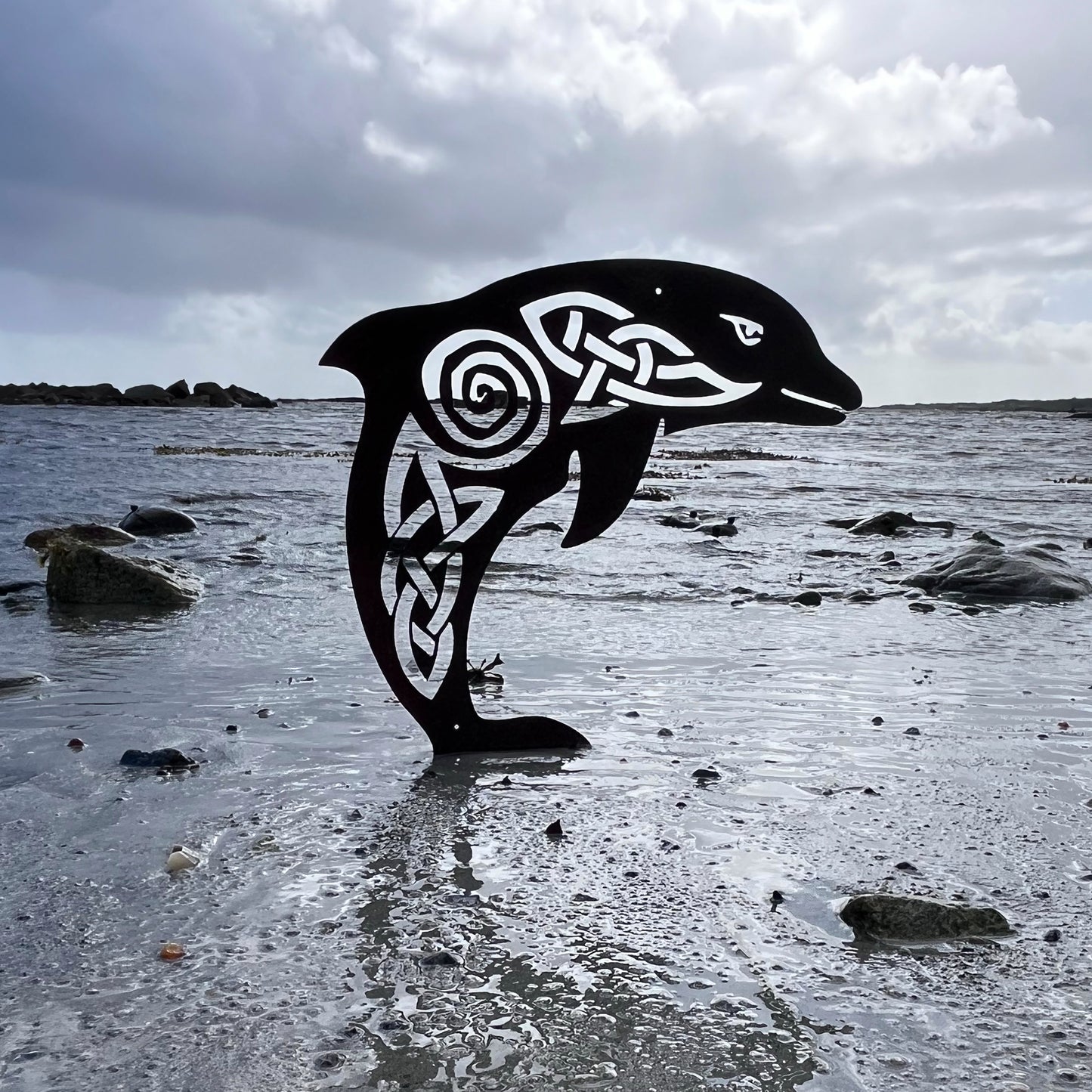Native Irish Dolphin metal sculpture
