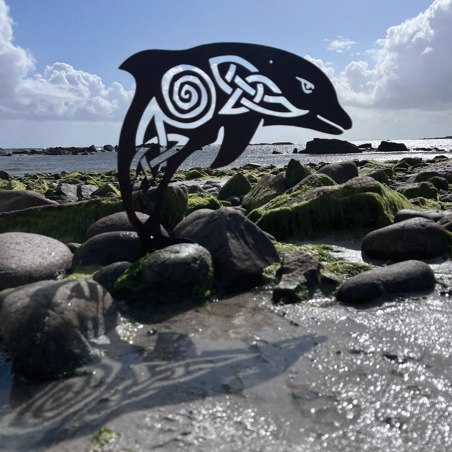 Native Irish Dolphin metal sculpture