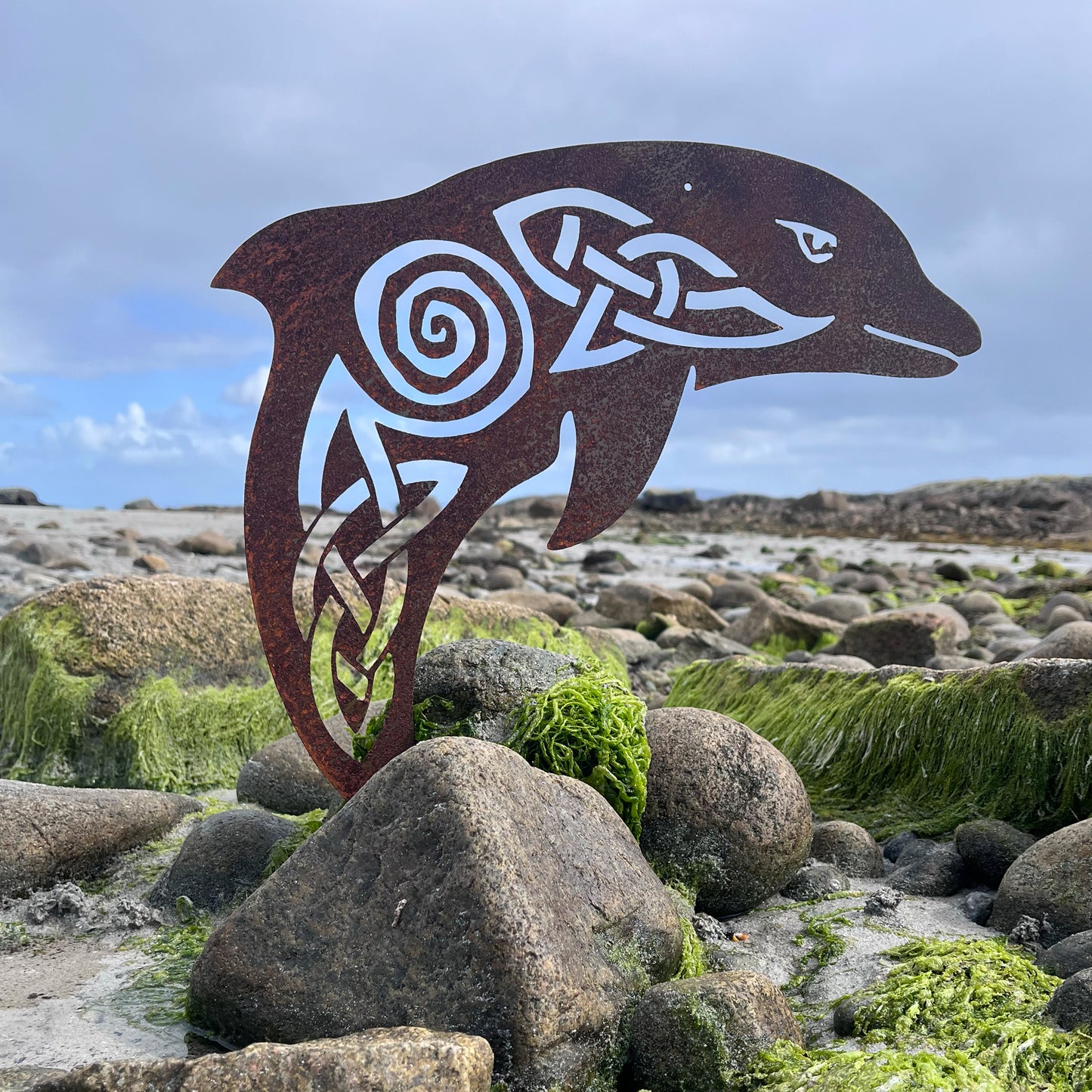Native Irish Dolphin metal sculpture