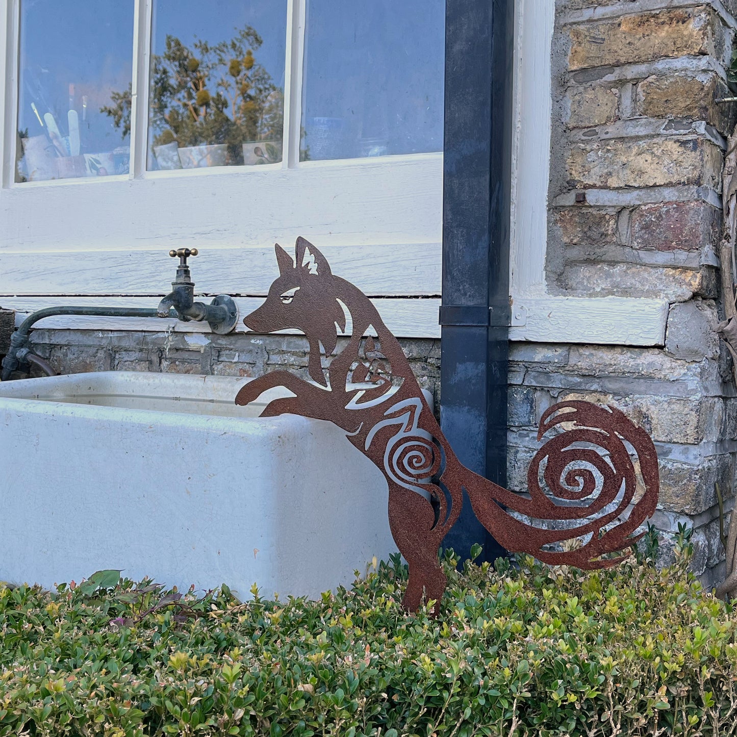 Wild Native Red Fox metal sculpture