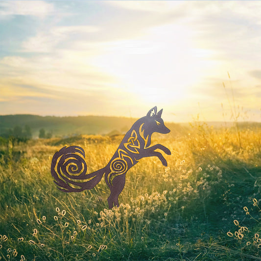 Wild Native Red Fox metal sculpture