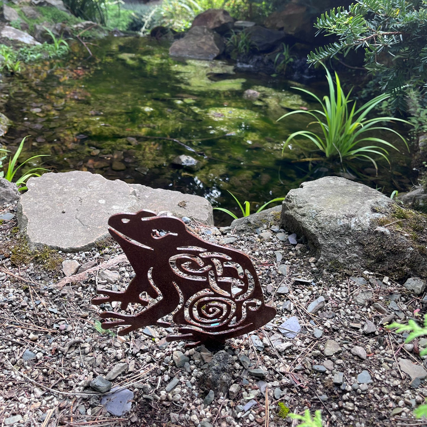 Native Wild Frog metal sculpture