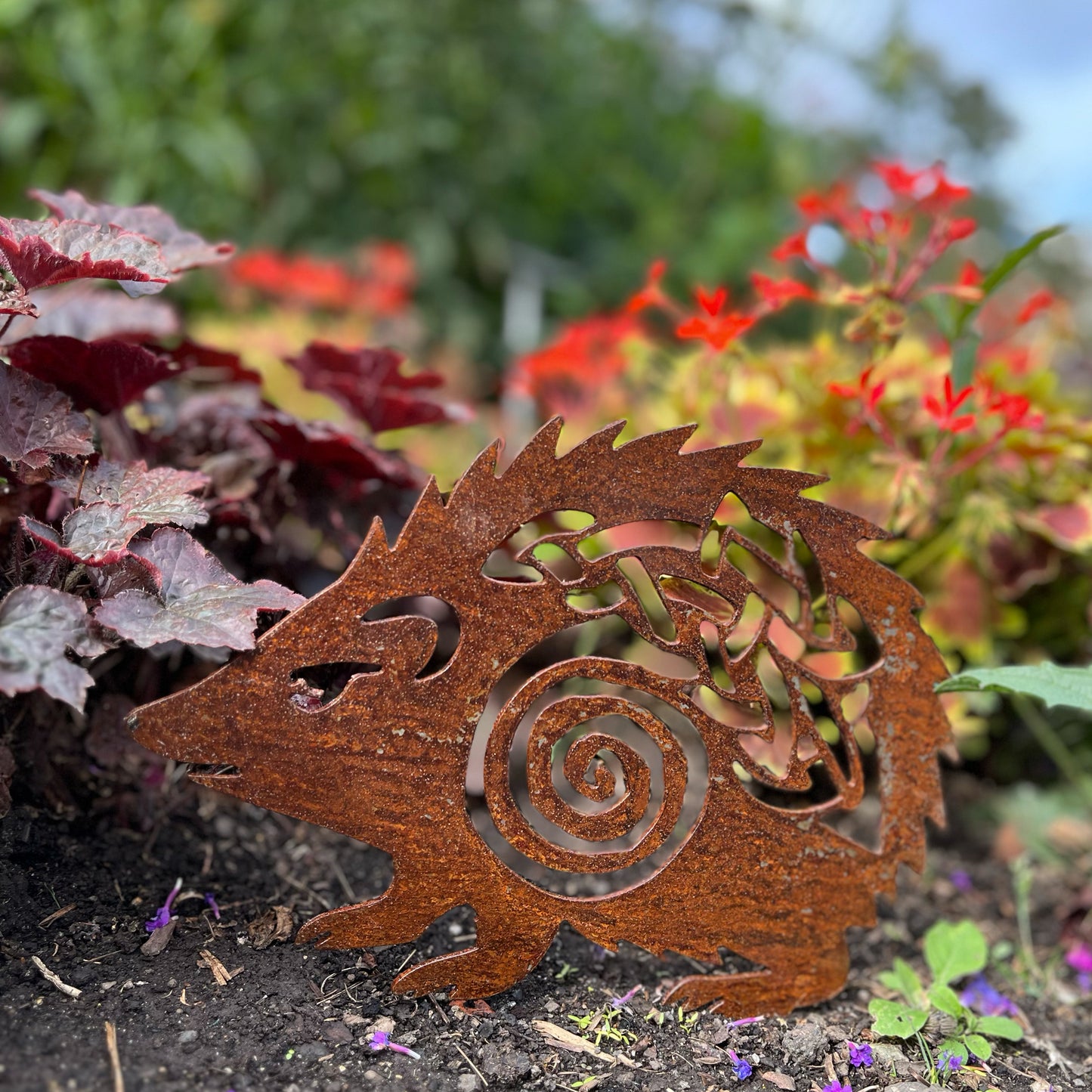 Wild Irish Hedgehog metal sculpture