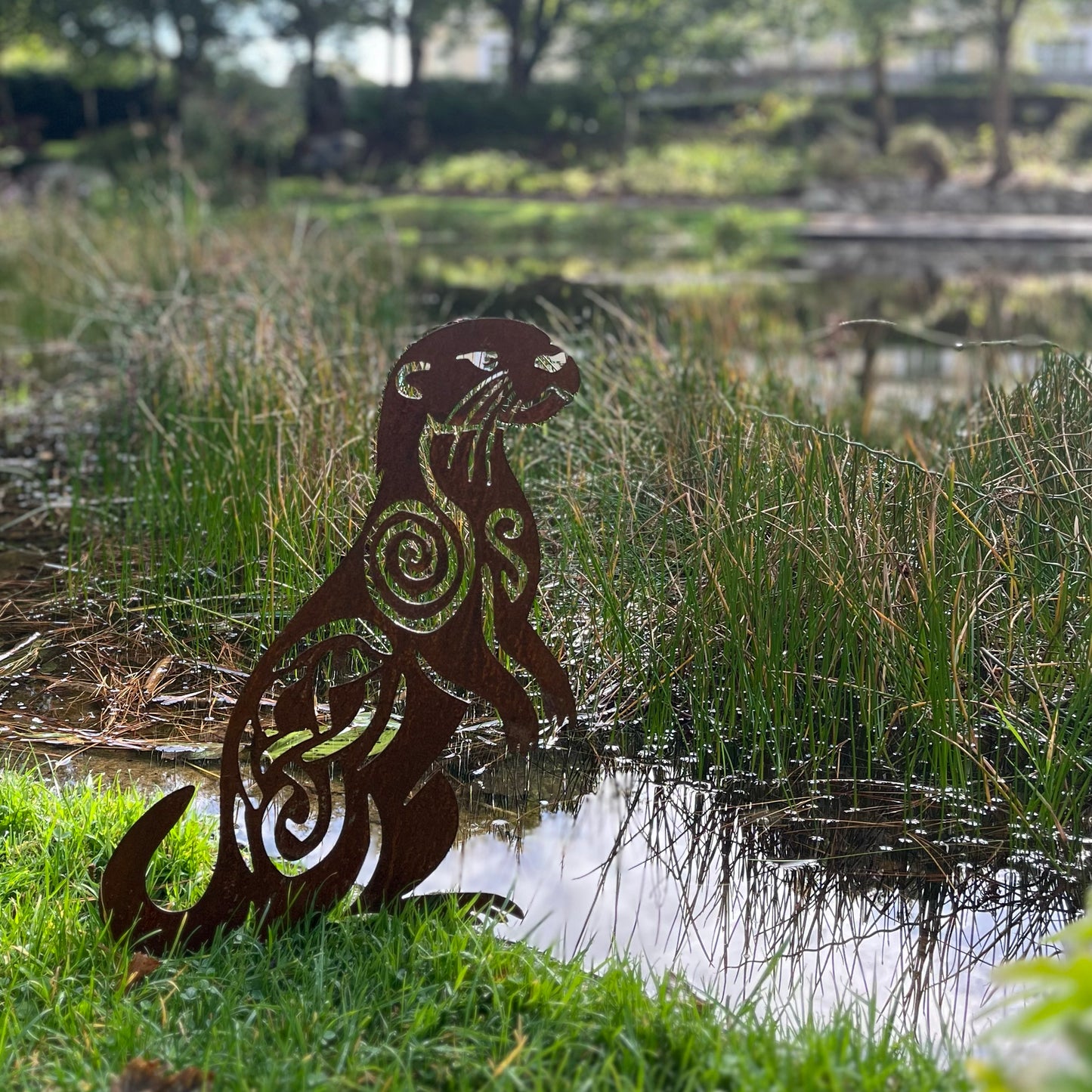 Native Irish Otter metal sculpture