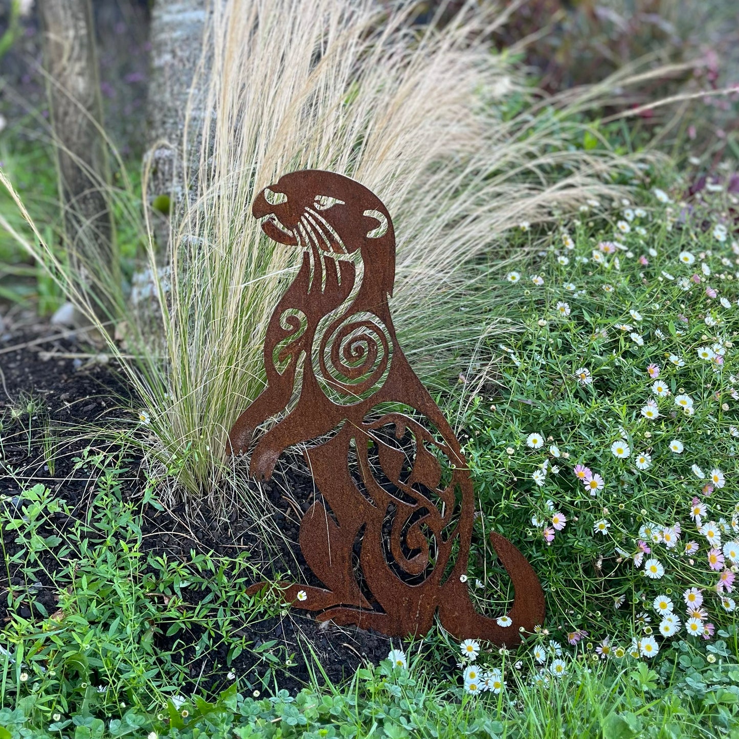 Native Irish Otter metal sculpture