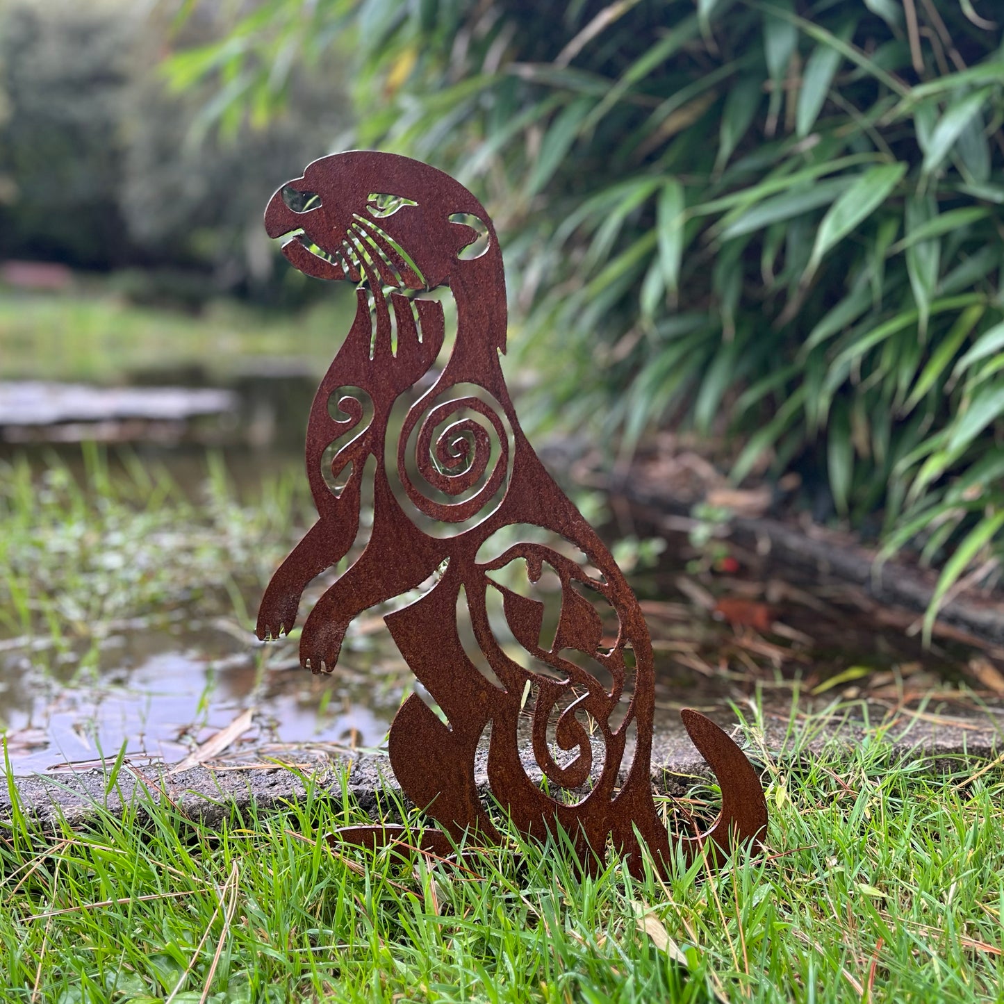 Native Irish Otter metal sculpture