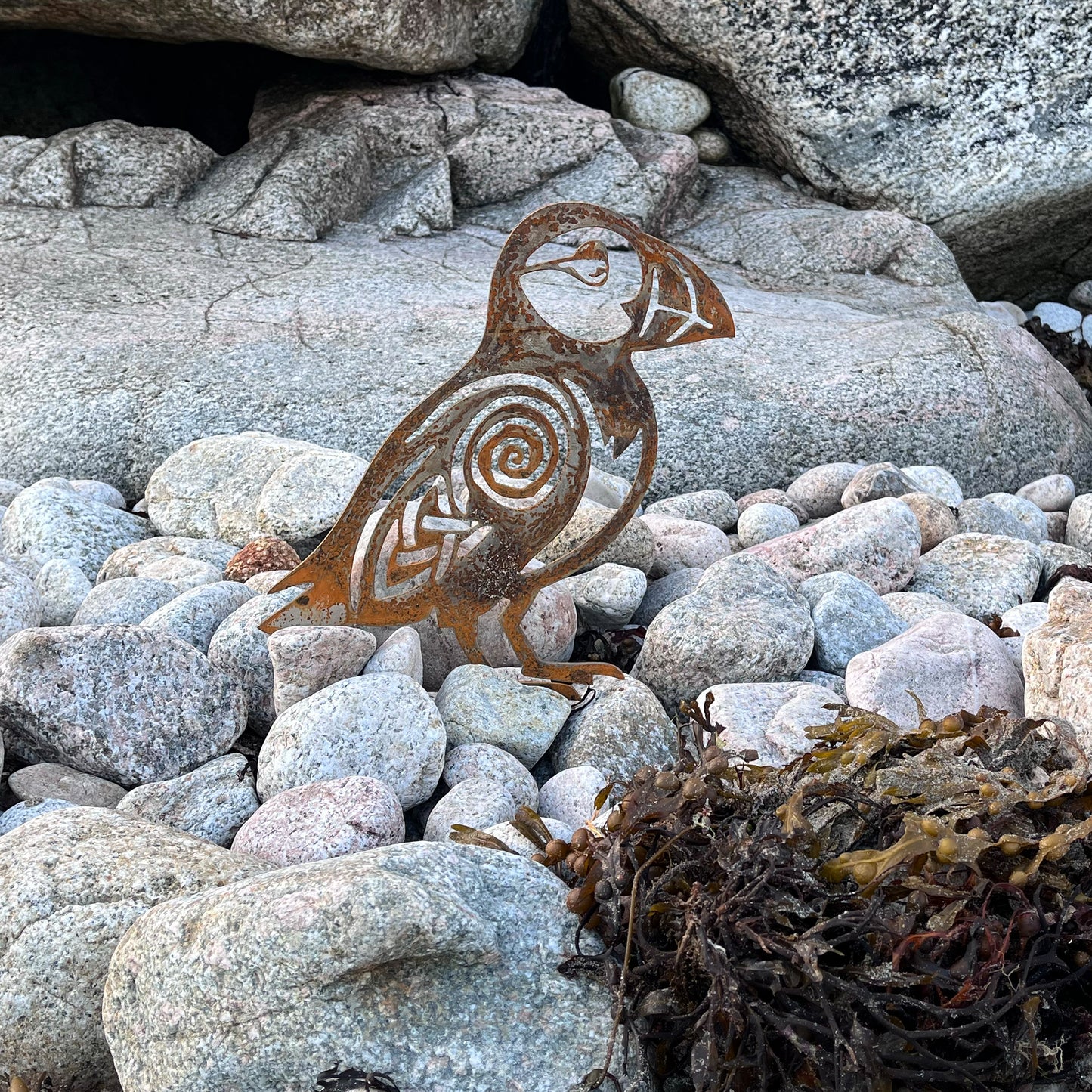 Native Irish Puffin metal sculpture