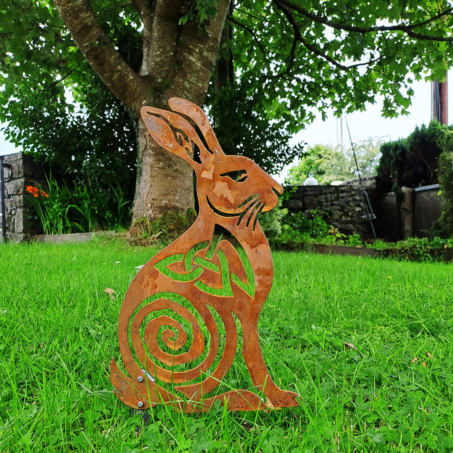 Wild Irish Rabbit metal sculpture