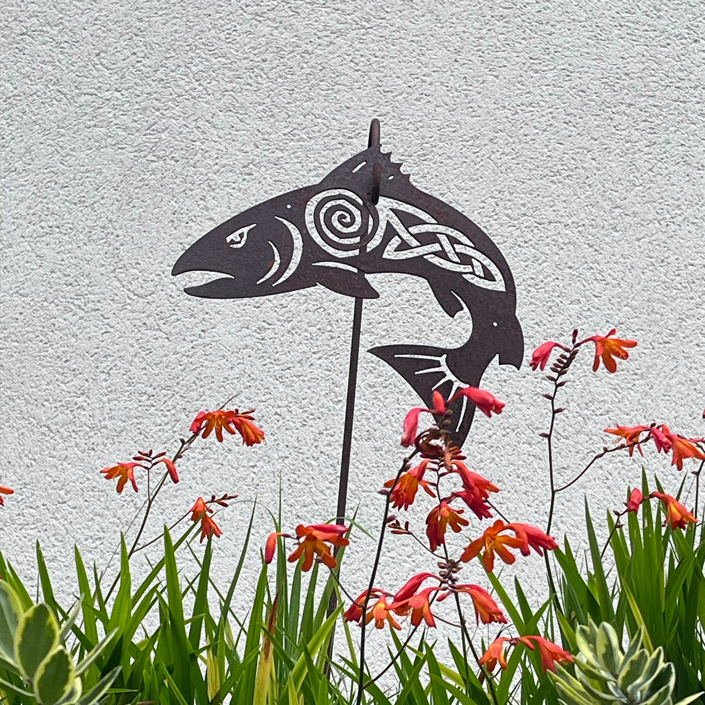 Wild Irish Salmon metal sculpture