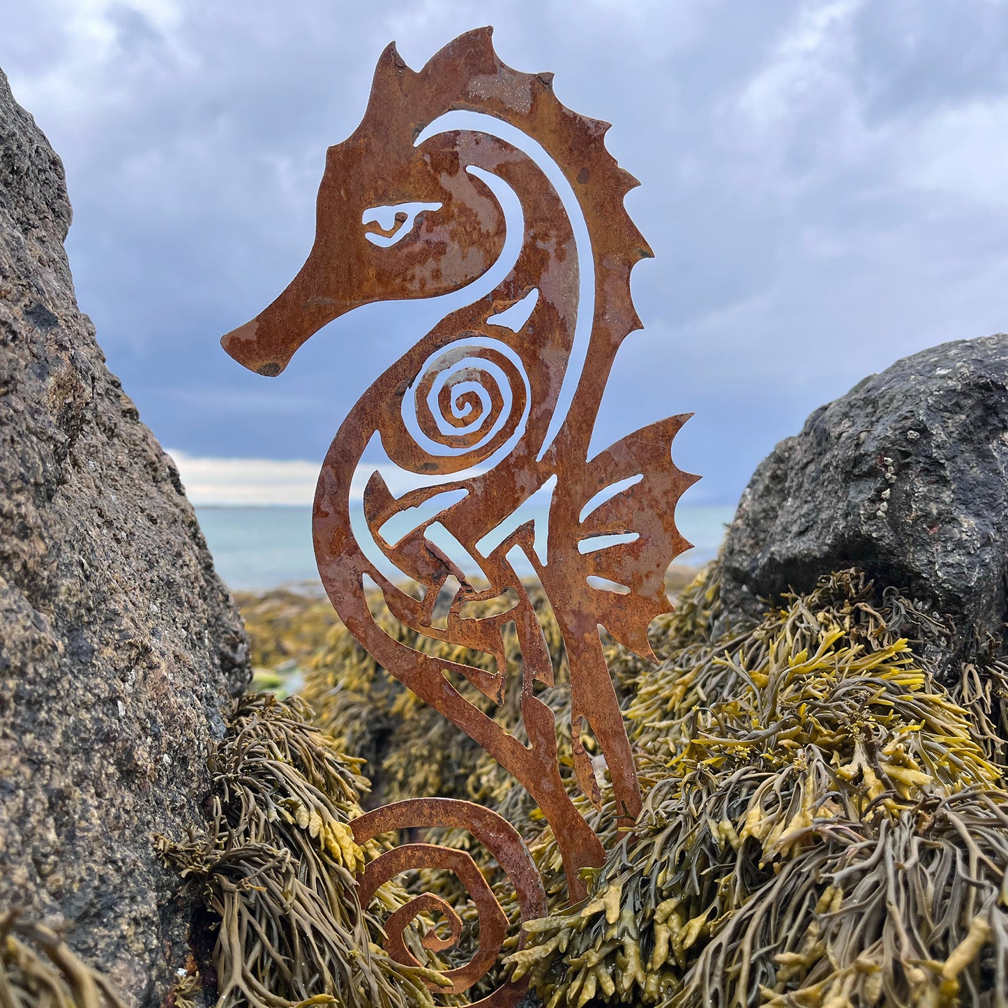 Native Irish Sea Horse metal sculpture
