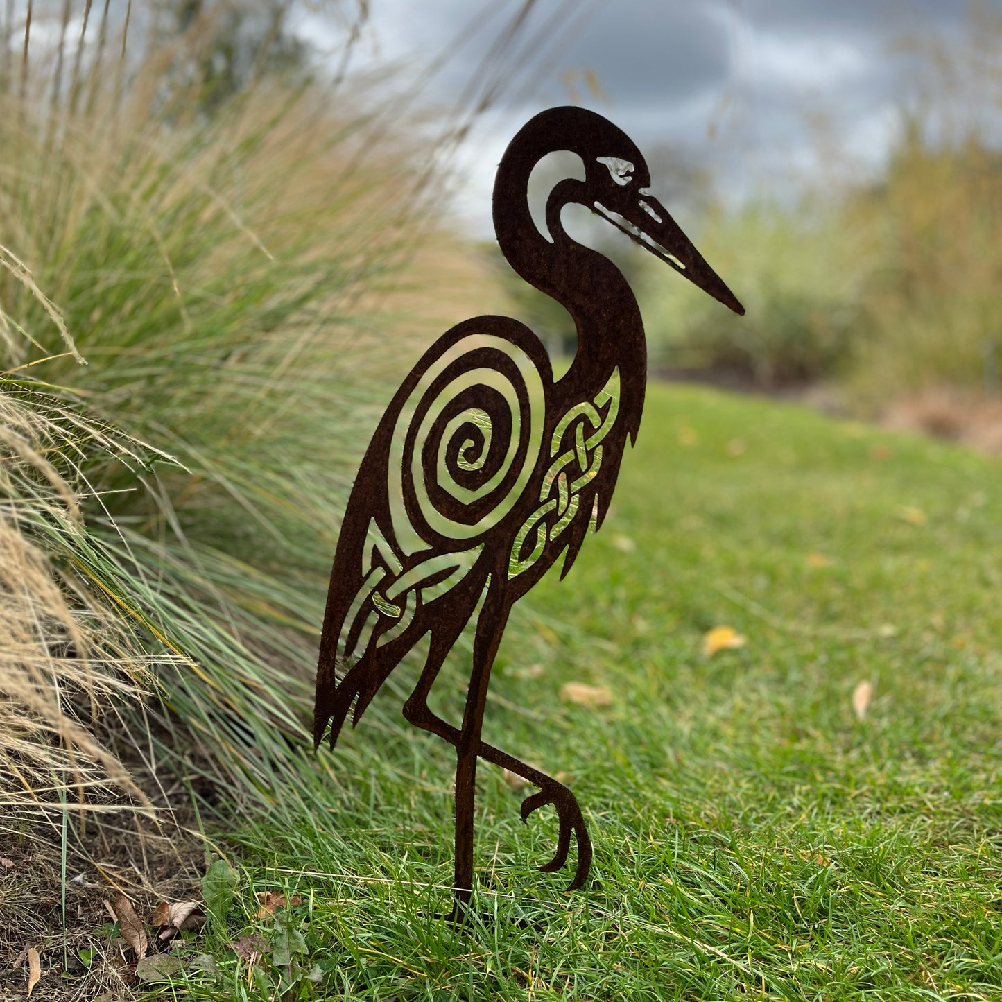 Native Irish Heron metal sculpture