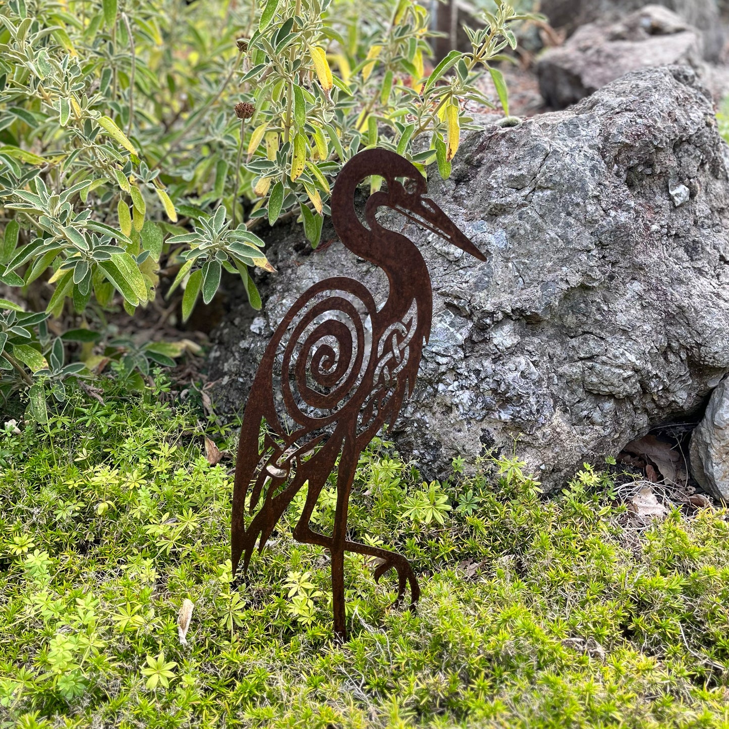 Native Irish Heron metal sculpture