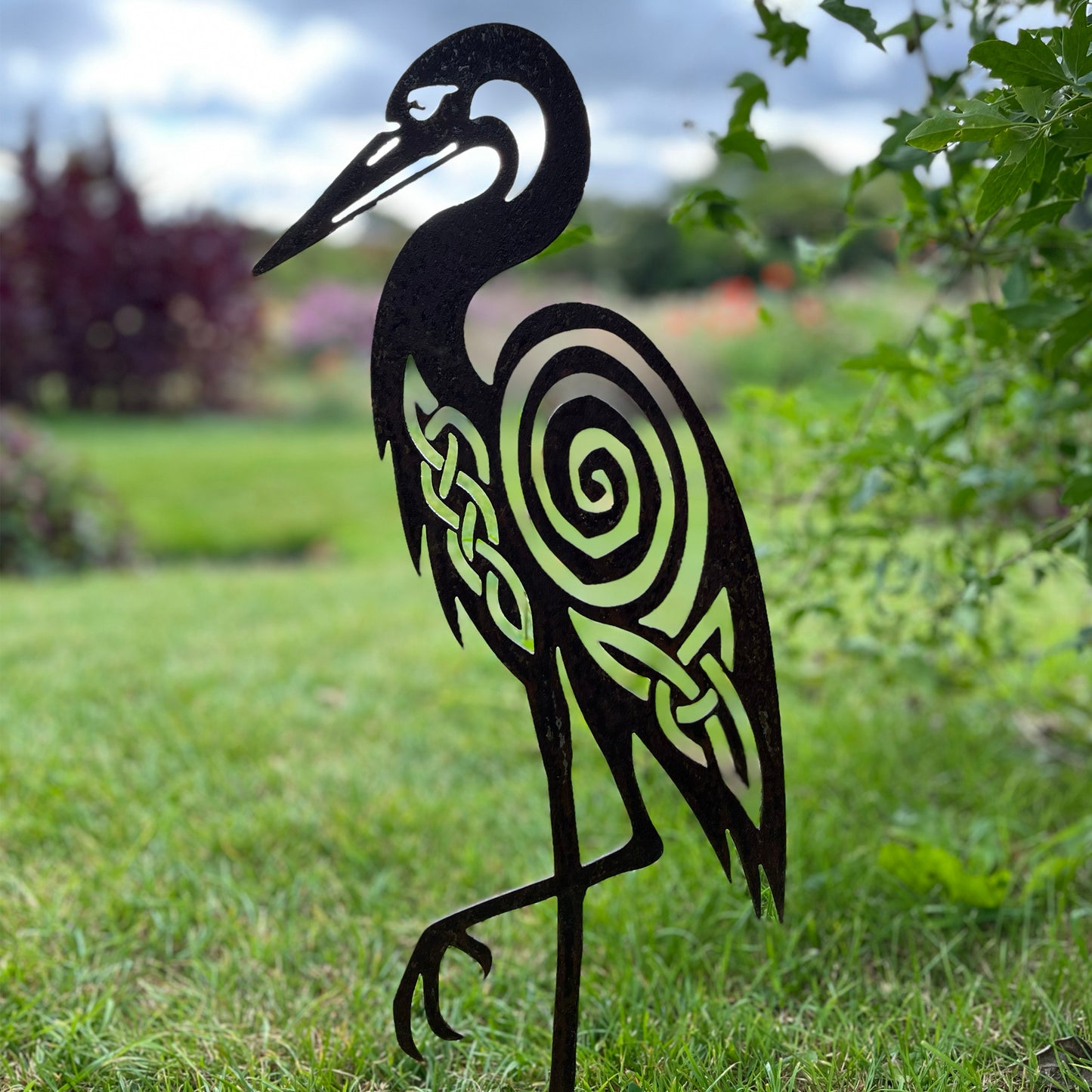 Native Irish Heron metal sculpture