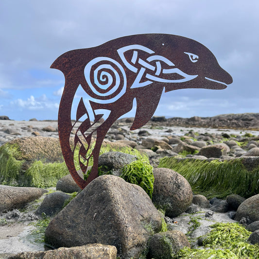 Native Irish Dolphin metal sculpture