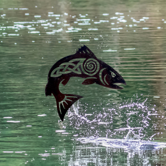 Wild Irish Salmon metal sculpture
