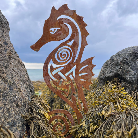 Native Irish Sea Horse metal sculpture