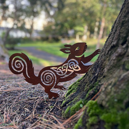 Native Red Squirrel metal sculpture