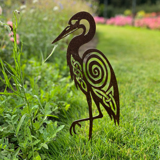 Native Irish Heron metal sculpture